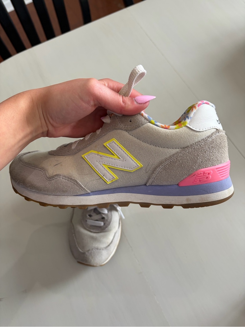 New Balance 515 grey floral sneakers